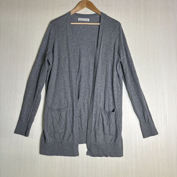 Abercrombie & Fitch Women's Cardigan Sz M Gray Open Front‎ Cotton Viscose Blend - Picture 1 of 9